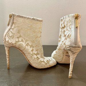 WORN ONCE Dolce & Gabbana White/Ivory Lace Booties, Size 36